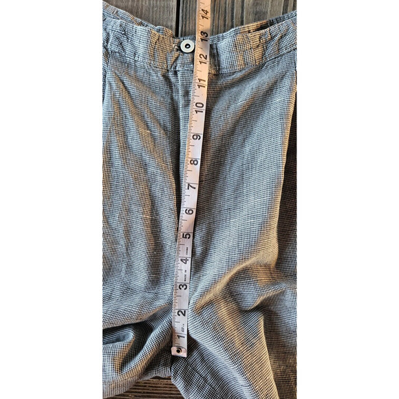 Vintage Toast Womens High Waist Shorts 7 Black Houndstooth Linen Cotton 80s 90s - Picture 8 of 10